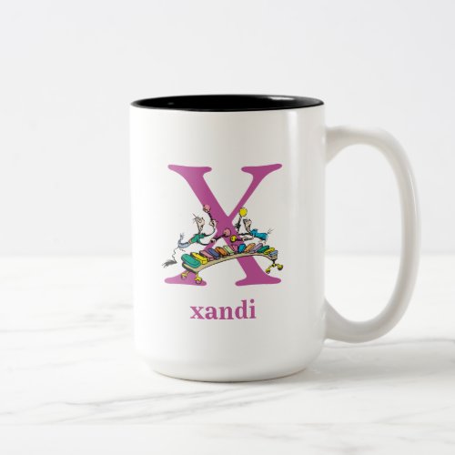 Dr Seusss ABC Letter X _ Purple  Add Your Name Two_Tone Coffee Mug