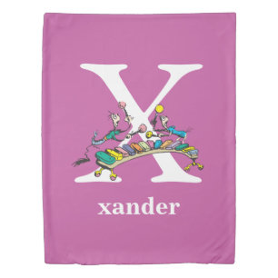 Dr. Seuss's ABC: Letter X - White Add Your Name Duvet Cover