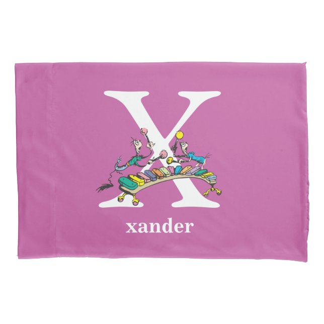 Dr. Seuss's ABC: Letter X - White | Add Your Name Pillowcase (Front)