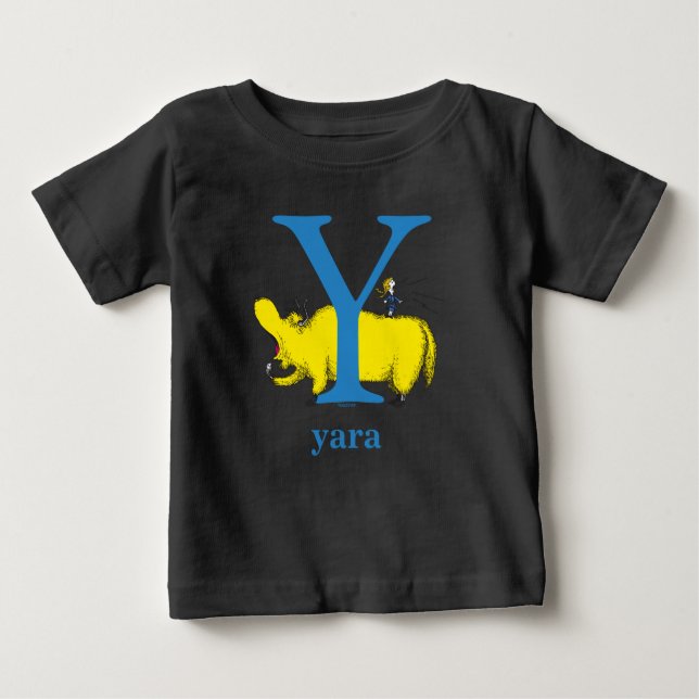 Dr. Seuss's ABC: Letter Y - Blue | Add Your Name Baby T-Shirt (Front)