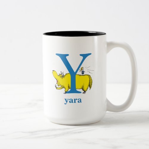Dr Seusss ABC Letter Y _ Blue  Add Your Name Two_Tone Coffee Mug