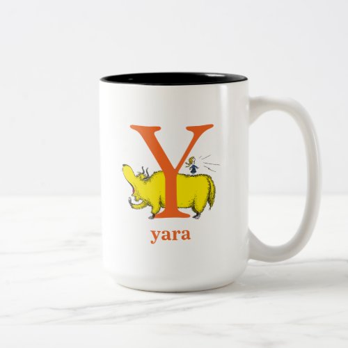 Dr Seusss ABC Letter Y _ Orange  Add Your Name Two_Tone Coffee Mug