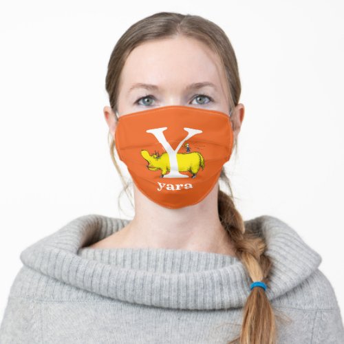 Dr Seusss ABC Letter Y _ White  Add Your Name Adult Cloth Face Mask