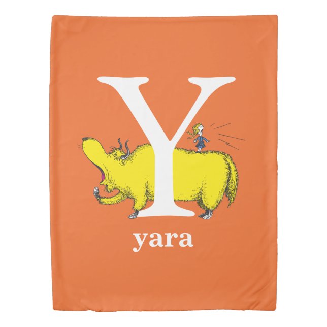 Dr. Seuss's ABC: Letter Y - White | Add Your Name Duvet Cover (Front)
