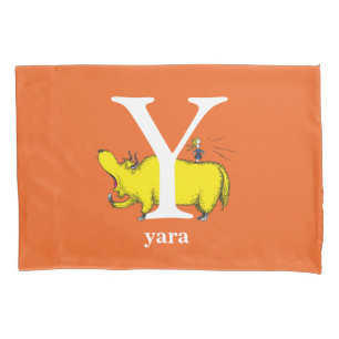Dr. Seuss's ABC: Letter Y - White Add Your Name Pillow Case