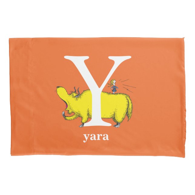 Dr. Seuss's ABC: Letter Y - White | Add Your Name Pillow Case (Front)