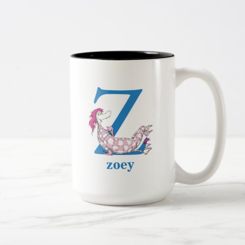 Dr Seusss ABC Letter Z _ Blue  Add Your Name Two_Tone Coffee Mug
