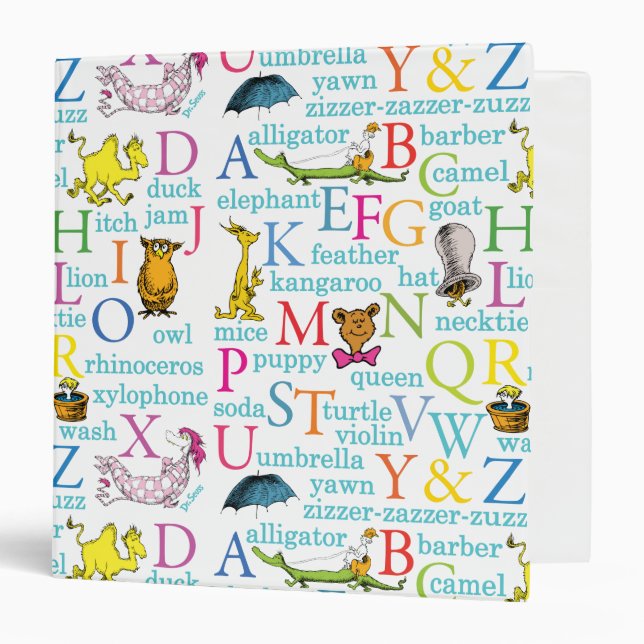 Dr. Seuss's ABC Pattern with Words 3 Ring Binder (Front/Inside)