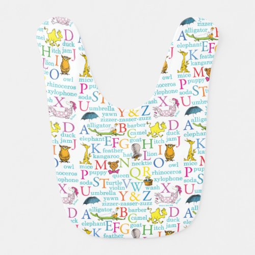 Dr Seusss ABC Pattern with Words Baby Bib