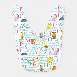 Dr. Seuss's ABC Pattern with Words Baby Bib