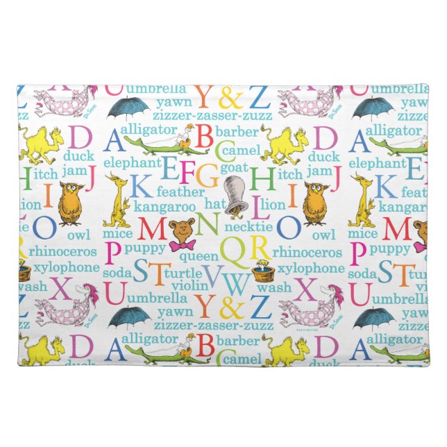 Dr. Seuss's ABC Pattern with Words Cloth Placemat (Front)