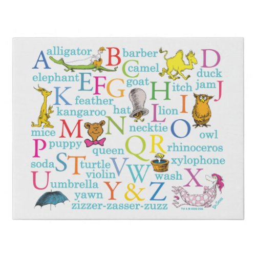 Dr Seusss ABC Pattern with Words Faux Canvas Print