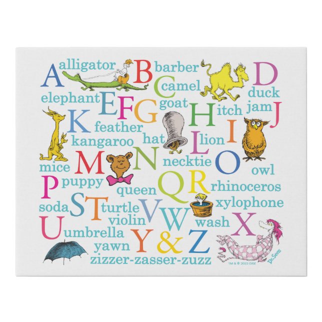 Dr. Seuss's ABC Pattern with Words Faux Canvas Print (Front)