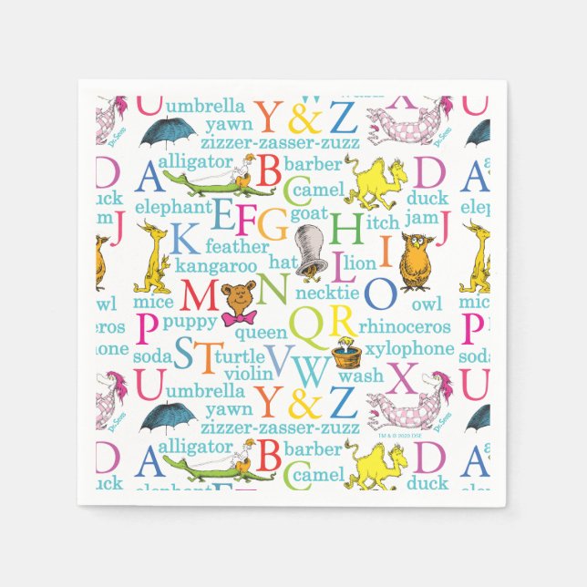 Dr. Seuss's ABC Pattern with Words Napkins (Front)