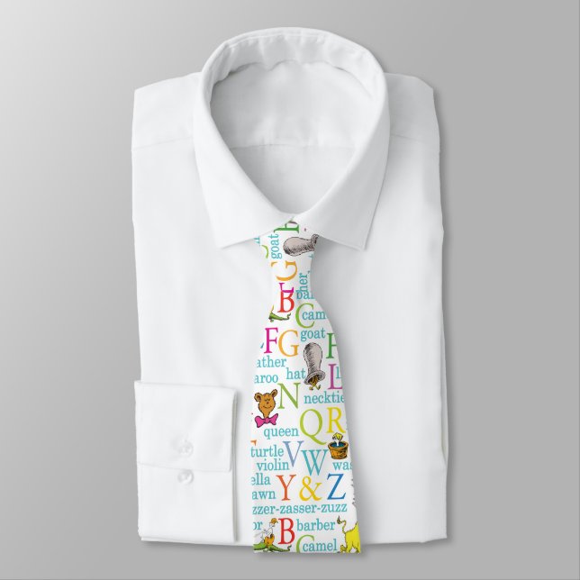 Dr. Seuss's ABC Pattern with Words Neck Tie (Tied)