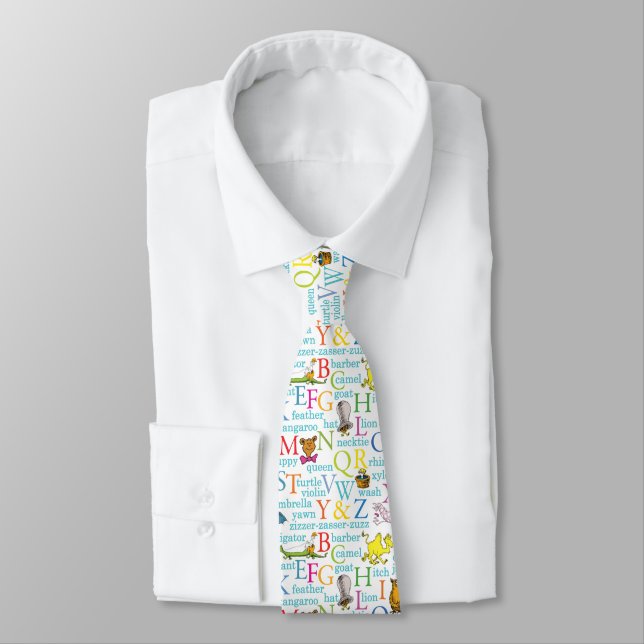 Dr. Seuss's ABC Pattern with Words Neck Tie (Tied)