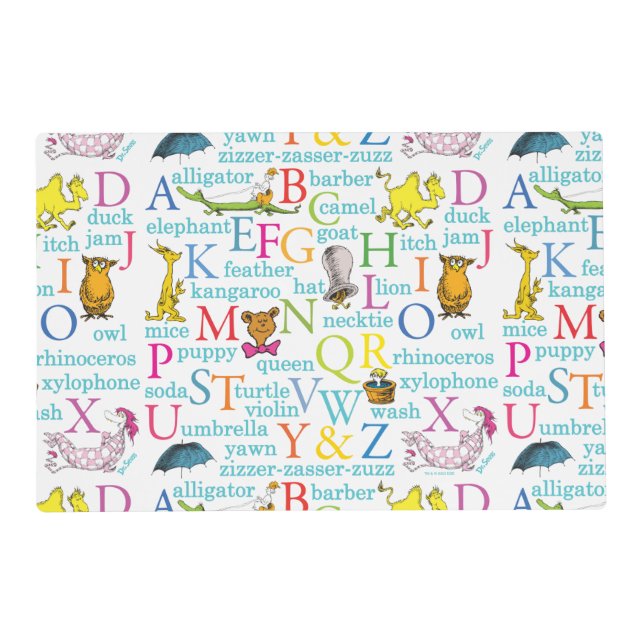 Dr. Seuss's ABC Pattern with Words Placemat (Front)