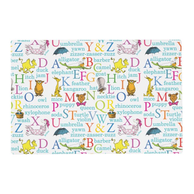 Dr. Seuss's ABC Pattern with Words Placemat (Front)