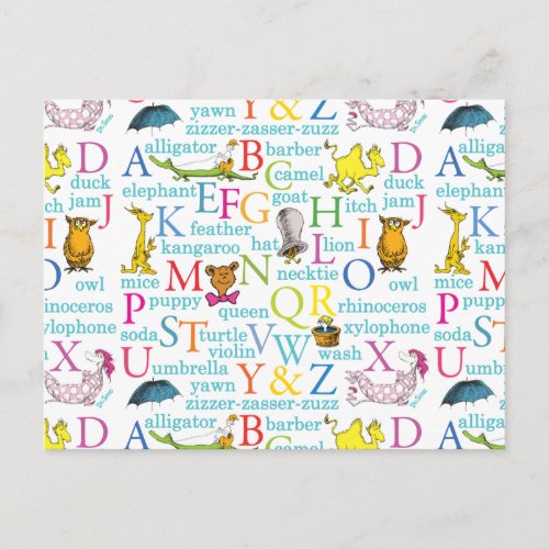 Dr Seusss ABC Pattern with Words Postcard