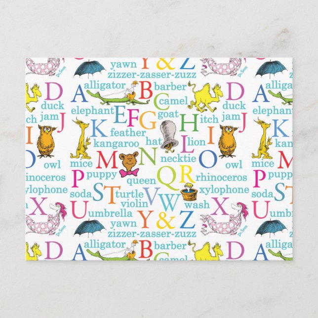 Dr. Seuss's ABC Pattern with Words Postcard (Front)