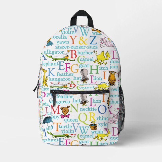 Dr. Seuss's ABC Pattern with Words Printed Backpack (Front)