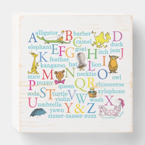 Dr Seusss ABC Pattern with Words Wooden Box Sign