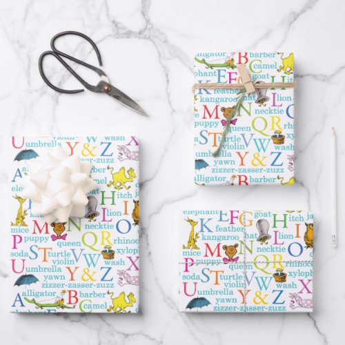 Dr Seusss ABC Pattern with Words Wrapping Paper Sheets