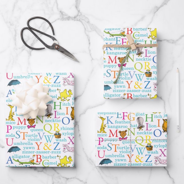 Dr. Seuss's ABC Pattern with Words Wrapping Paper Sheets (Front)