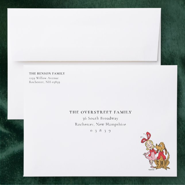 Dr. Seuss's Cindy Lou-Who & Max Front Addressed Envelopes (Green)