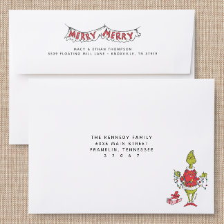 Dr. Seuss's Grinch Back Addressed Envelopes