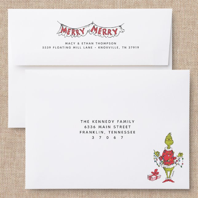 Dr. Seuss's Grinch Back Addressed Envelopes (Linen)