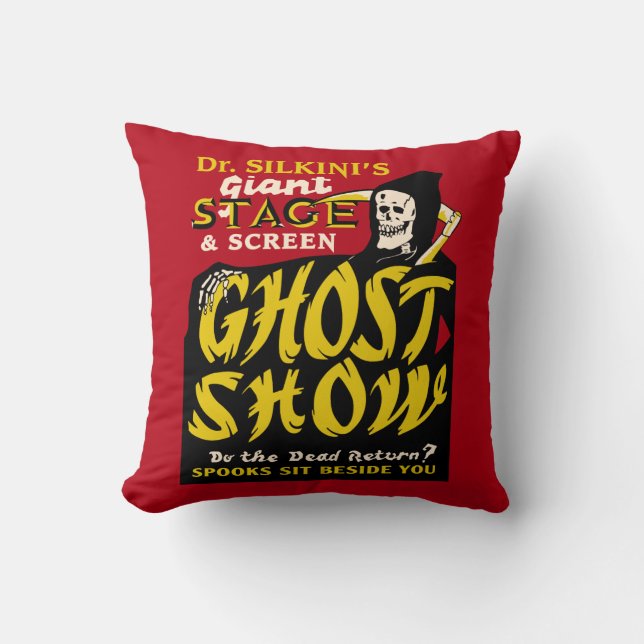 Dr Silkini Ghost Show Spook Show Throw Pillow (Front)