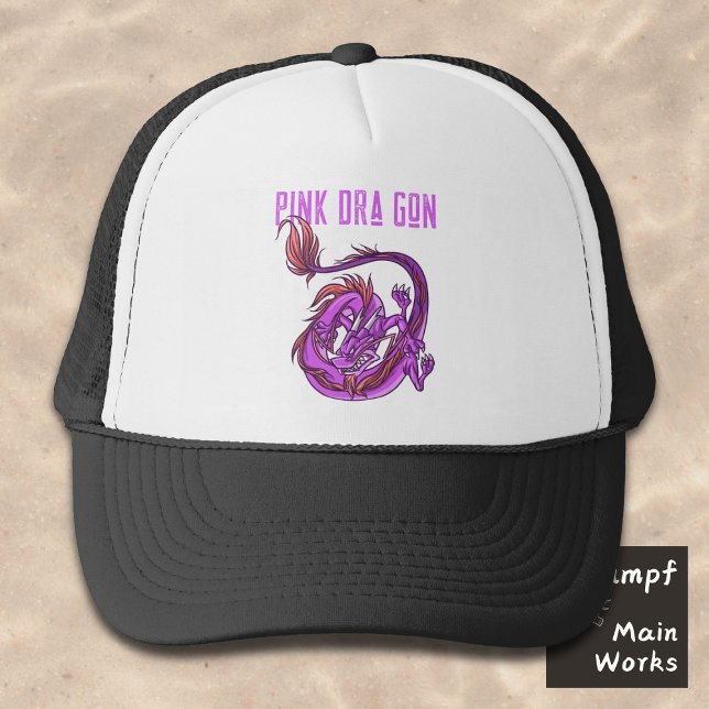 Dra Gon - Pink Dragon Comic style Trucker Hat (Creator Uploaded)