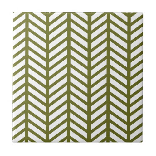 Drab Green Chevron Folders Ceramic Tile