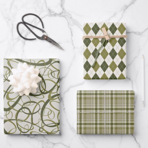 drab olive loden khaki masculine any occasion wrapping paper sheets