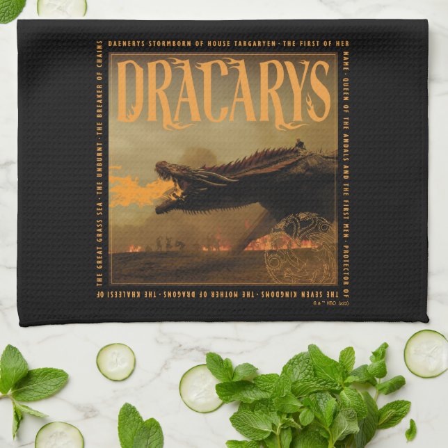"Dracarys" Drogon Breathing Fire Graphic Kitchen Towel (Folded)