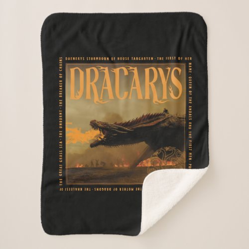 Dracarys Drogon Breathing Fire Graphic Sherpa Blanket