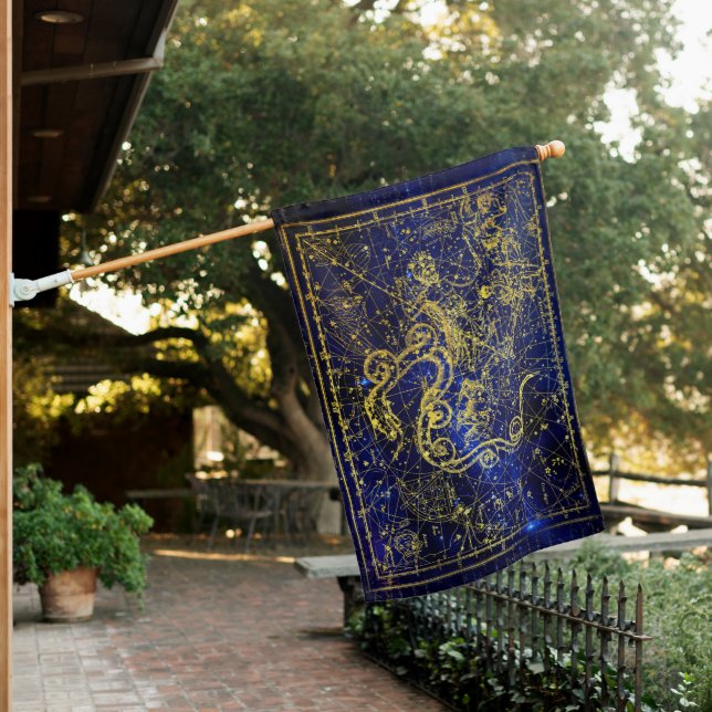 Draco Gold Celestial Constellation  House Flag (In SItu)