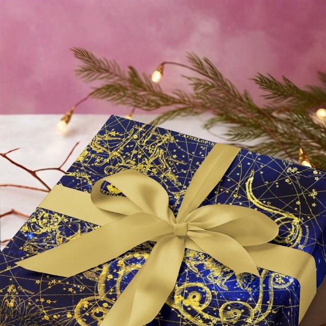Draco Gold Celestial Constellation  Wrapping Paper Sheets (Creator Uploaded)