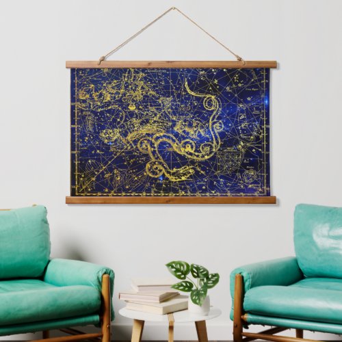 Draco Gold Constellation  Hanging Tapestry