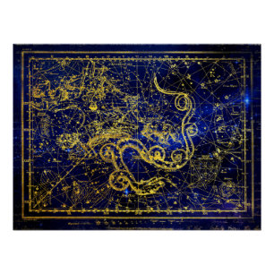 Draco Gold Constellation Poster