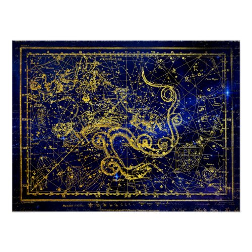 Draco Gold Constellation Poster