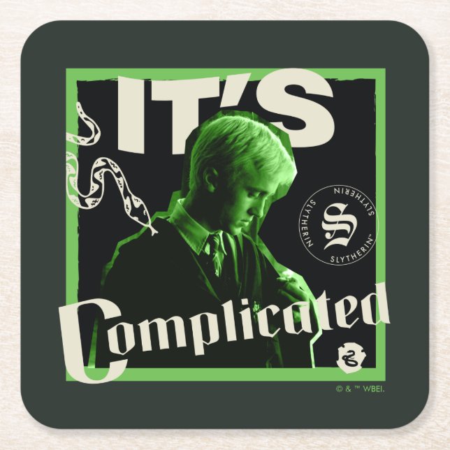Draco Malfoy - "It's Complicated" Square Paper Coaster (Front)