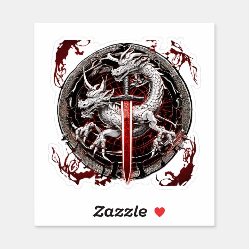 Draco Samurai Emblem In Red4 Sticker