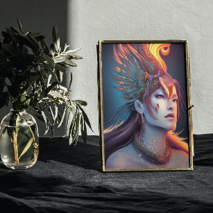 Draconic Warrior Priestess Queen Shaman Portrait Poster