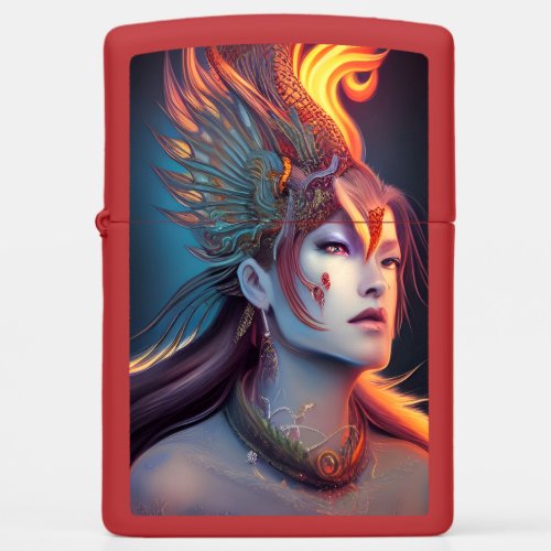 Draconic Warrior Priestess Queen Shaman Portrait Zippo Lighter