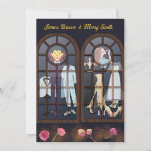 Dracula and Beauty in Love Wedding Invitation
