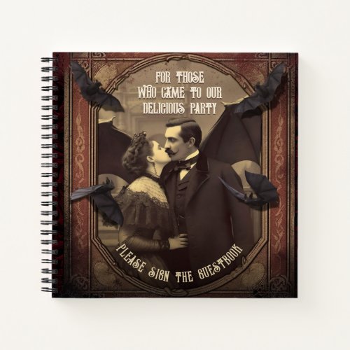 Dracula and Victorian Woman Halloween Guest Book