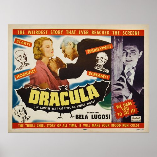 Dracula _ Bela Lugosi _ Horror Movie 1951 Poster
