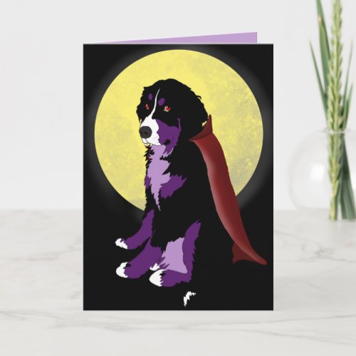 Dracula Bernese Mountain Dog Halloween Card